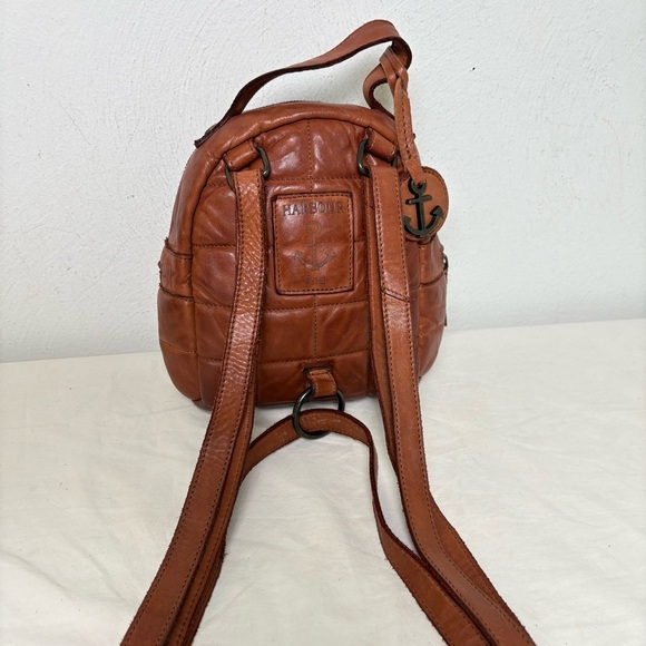 HARBOUR 2nd Small Leather Quilted Backpack Bag Cognac Whiskey Brown main image 4